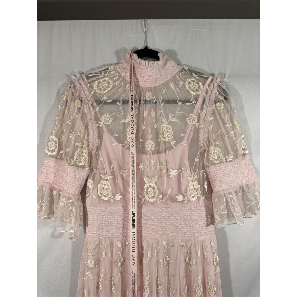 NEW MAC DUGGAL [ 6‎ ] 8005 Embroidered Floral Tiered Smock Neck Gown Rose Pink - Picture 11 of 16